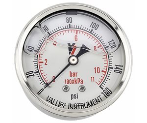 PRESSURE GAUGE; 2-1 / 2" DIA.,0-160 PSI RANGE; OMAX #200254